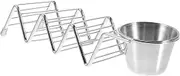 OKUMEYR Taco Storage Rack with Sauce Cup Stainless Steel Taco Holder for Burritos Tortillas and Hot Dogs Compact and Easy to Store for Home Restaurant Use