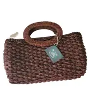 Brown wicker bag purse handbag summer picnic basket brand new elegant fashion