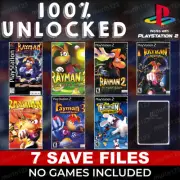 Rayman 1 2 3 Hoodlum Havoc PS1 PS2 Memory Card Beaten Unlocked Save 100%