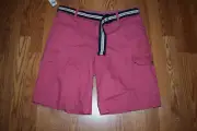 NWT Mens IZOD Saltwater Red Cargo Casual Flat Front Canvas W/O Belt Size 32