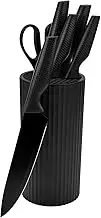 Black 7-Piece Stainless Steel Knife Block Set