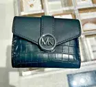 Michael Kors Carmen Women Medium Flap Bifold Credit Card Holder Wallet in Black