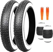 MEGHNA Bike Tire 20/24 x 3.0 inch Mountain Bike Fat Tire 76-406 Foldable Tire Knobby Anti - Slip Replacement for Snow Bike Kids Bike
