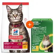 Hill's Science Diet Adult 6kg + NexGard Spectra 6 Pack Bundle For Cats Bundle
