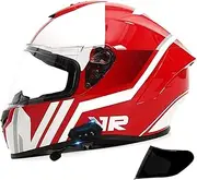 Bluetooth Modular Motorcycle Helmet ECE Approved Integrated Full Face Motorcycle Helmet with Double Anti-Fog Flip Front Visor Racing Helmet Full Face Helmets