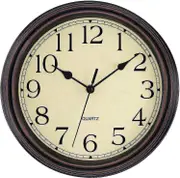 Silent No Tick Round Retro Quartz Clock Wall Clock (12 Inches) Retro color