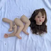 24" Unfinished Reborn Baby Doll Kit Toddler Girl Ayana Long Brown Hair Handmade