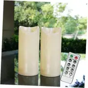 Flameless Outdoor Waterproof LED Pillar Candle with Remote Timer 7" 2pack