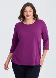 [Virtuelle] Taking Shape Good Earth Australian Cotton 3 / 4 T-shirt Size 28 in Grape Juice - Plus Size Women's Clothing Grape Juice