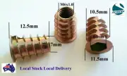 Qty 2 M6 13mm Wood Timber Threaded Flange Inserts Zinc Steel Alloy Insert Nut