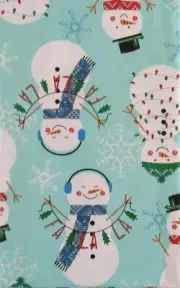 52x70 Oblong Festive Holiday Snowmen Snowflakes Vinyl Flannel Tablecloth