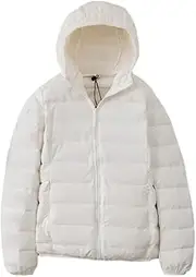 [Jegsnoe] Lightweight Women Down Jacket With Hood Down Coat Casual Spring Autumn Outwear