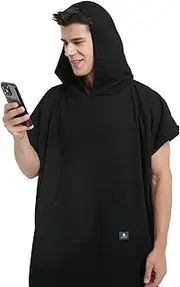 [Radia Smart] EMF Adult Hooded Poncho - Radiation Blanket, Wearable Faraday Blanket, RF Shielding, WiFi Blocker, Protection Clothing Oversized Black, Black, Large
