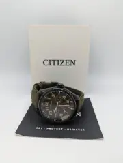 Citizen Eco-Drive Chandler Mens Black Dial Green Band Chronograph Wristwatch
