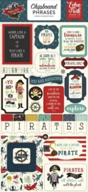 Echo Park PIRATE TALES 6"x13" Chipboard Phrases Scrapbook Planner Halloween