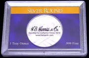1 Troy Ounce .9999 Fine Silver Round Coin Case Frosty Case 2x3 HE Harris 39mm