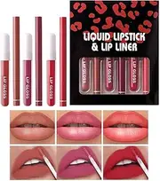 YRTUOP Lip Liner and Lipstick Combo, Waterproof Lip Gloss, Lipstick & Lipliner, Lipliners Pencil Lip Liner & Gloss Set, Lip Liner & Lipstick Kit for Women