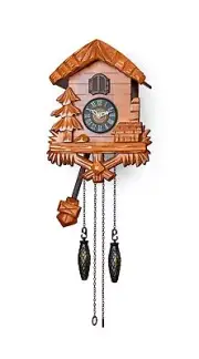 TIMEGEAR Wooden Cuckoo Clock with Night Mode, Swinging Pendulum and Quartz Mo...