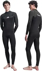Divmystery Wetsuits for Men (7 Sizes) - Super Stretchy - 3/2mm Chest Zip Full Body Mens Wet Suits for Cold Water Diving Swimming Surfing Snorkeling Kayaking