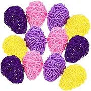Alipis 12pcs Rattan Egg Shape Balls Vibrant Wicker Ornaments for Easter Decor Table Centerpieces Home Displays Lightweight Portable Festive Decorations