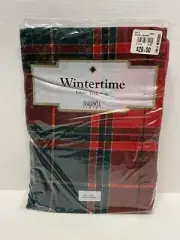 New Bardwil Linens Christmas Tablecloth Red Green Plaid Checkered 52” Square