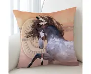 Native American Spirit White Black Pinto Horse Cushion Cover Only