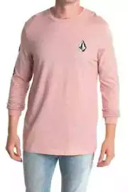 Volcom Men's L Long Sleeve Tee T-Shirt Mauve Pink Cotton Sickly Stones Logo