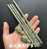 2 Pair Natural Jade Stone Chinese Chopsticks Turtle Rest Collection Home Safty