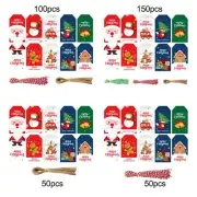 Christmas Tags for Gifts with String, Xmas Santa to/from Tags Label for DIY