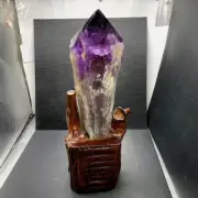 2.75LB Top Natural amethyst Quartz obelisk Crystals Tower Point Wand Reiki gems