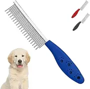 Pet Hair Buster Comb Small Pet Grooming Comb - Stainless Steel Dual Teeth Comb with Fine & Coarse Teeth for Dogs, All Dog Sizes and Breeds, Fur Removal and Grooming Tool for Dog Lovers （Blue）