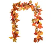 2Pcs-Maple Rattan-Rattanbpayment-175Cm2 Pack Fall Garland Maple Leaf, 5.9Ft Piece Hanging Vine Garland Autumn Foliage Garland