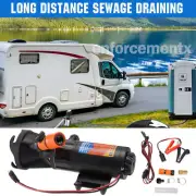12V RV Portable Quick Self-Priming Macerator Pump Waste Pump Sewage 12GPM 3.2FT