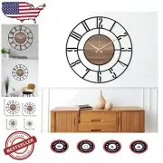 23.6" Black and Wooden Wall Clock - Non-Ticking Quartz Elegance for Your Home