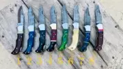 8pcs Handmade Damascus pocket knife rosewood handle birthday gift folding Knife