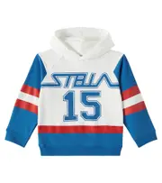 [Stella McCartney Kids] Stella McCartney Kids Logo striped cotton jersey hoodie Y 4 white