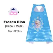 AU Kids Frozen Anna Elsa Superhero Cape Mask Set Unisex Catboy Halloween Costume