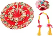 [Aditri Creation] Laddu Gopal Dress Cloth Bhagwan Poshak of God Bal Gopal Kanha Krishna Kanhaiya Dev Vastra with Mukut for Metal Idol Statue for Indian Traditional Janmashtami Festival(Size:-2-4 No.Dia-8")(Multicolor)