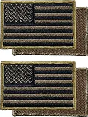 [Templar Armoury] (2-Pack) USA American Flag Patch 3 x 2 Premium Embroidered - Hook and Loop - Desert Camo - United States of America - Military Uniform - US Flag Patch - Black and Gold (Left Side)