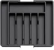 Adjustable Kitchen Cutlery Drawer Organiser, Expandable Utensil Tray, Large Black Storage for Silverware