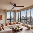 52" Industrial Ceiling Fan with Light Flush Mount Remote Control Reversible