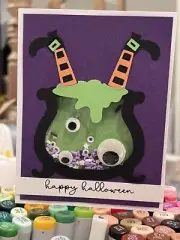 handmade Shaker Card Kit Stampin' Up! Halloween Witch Cauldron Eyes