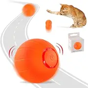Interactive Cat Ball Toys, Intelligent Motion Activated Automatic Rolling Bouncing Ball Toys for Kitten, USB Rechargeable Present for Cats with LED Lights (Orange)