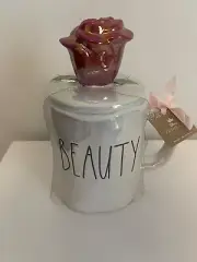 Disney Rae Dunn Beauty & the Beast Beauty Mug with Rose Topped Lid