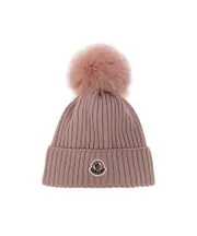 Moncler Enfant Pompom Detailed Knitted Beanie light pink