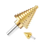 10 Sizes Titanium Coated HSS Step Drill Bit 1/4 to 1-3/8 Inches, High Speed Stee
