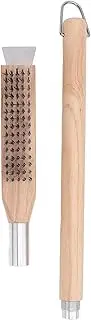 LOCADENCE Pizza Oven Brush, Pizza Stone Brush with Stainless Steel Scraper, Steel Brushing Wood Handle Pizza Oven Cleaning Brush for Restaurant