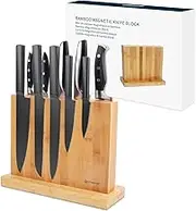 KITCHENDAO Luxury Double Sided Bamboo Magnetic Knife Block Holder without Knives with Enhanced Powerful Magnets, Cutlery Display Stand and Storage Rack Large Capacity, Easy to Reach, Easy to Clean