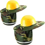 2 Pieces Hard Hat Neck Sun Shade Neck Protection Full Brim with Reflective St...