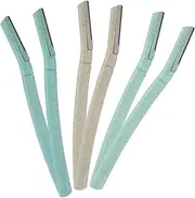 Gjinxi 6 Pcs Eyebrow Dermaplaning Razors, Women's Multipurpose Exfoliating Dermaplaning Tool Face Razors for Women Facial Razor Facial Hair Removal Includes Blade Cover (Blue Green Beige)